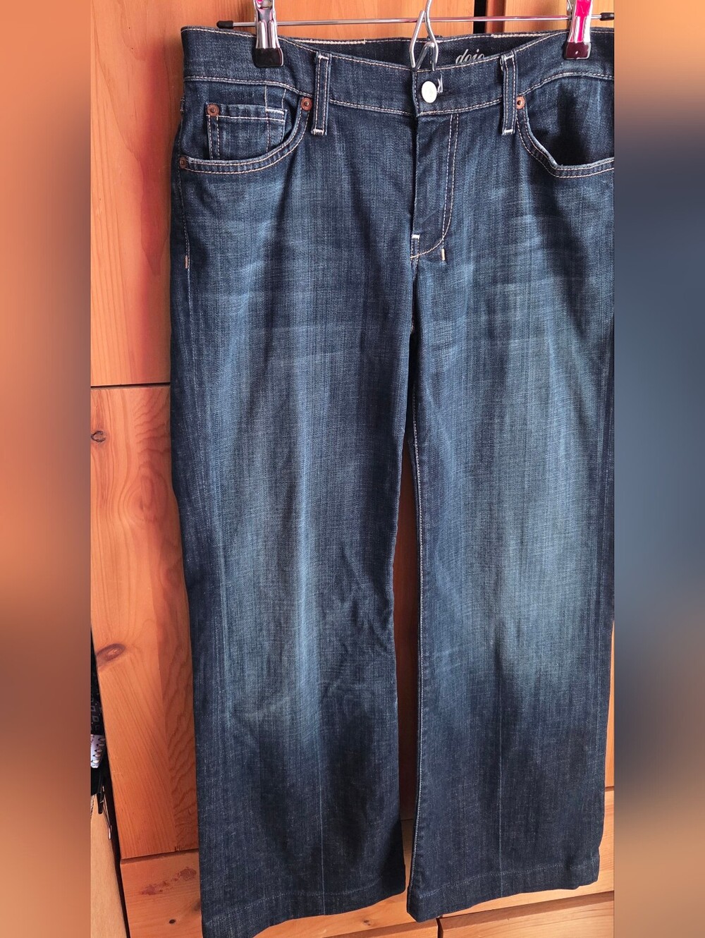 7 For All Mankind Dojo Low Rise Wide Leg Dark Wash Jeans Size 31